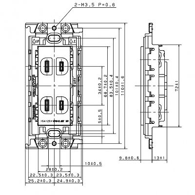 パナソニック 埋込ダブルコンセント 絶縁取付枠付 15A 125V ホワイト  WTF15024WK 画像2