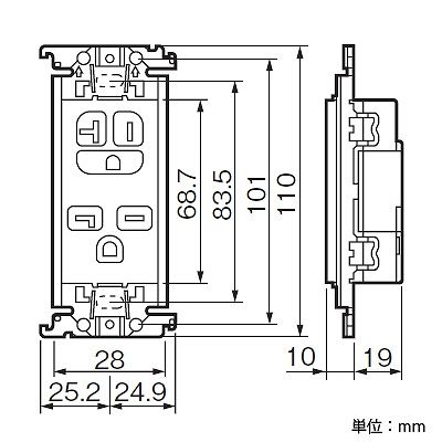 パナソニック ワイドモジュールコンセント 100V・200V併用埋込接地コンセント 15A・20A兼用 単相3線分岐用 20A 250V ベージュ  WTN1923FK 画像2