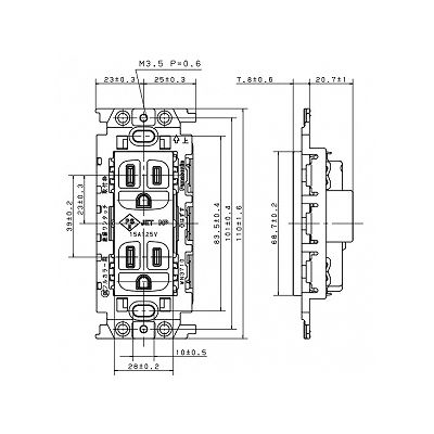パナソニック フルカラー 埋込絶縁接地ダブルコンセント 取付枠付 15A 125V  WN15124 画像3
