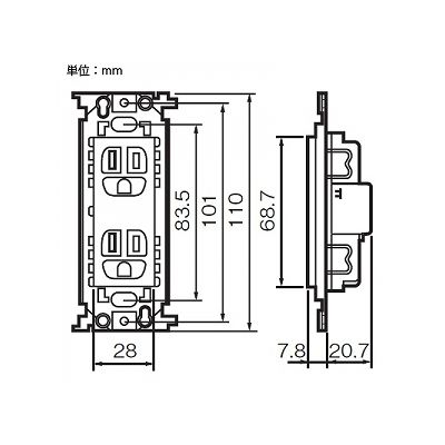 パナソニック フルカラー 埋込接地ダブルコンセント 取付枠付 15A 125V グレー  WN1512H 画像2