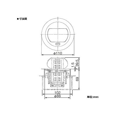 パナソニック F型アップコン 丸型 電源用 安全扉付コンセント 2コ口 グレー 15A 125V  DU1100HT 画像2
