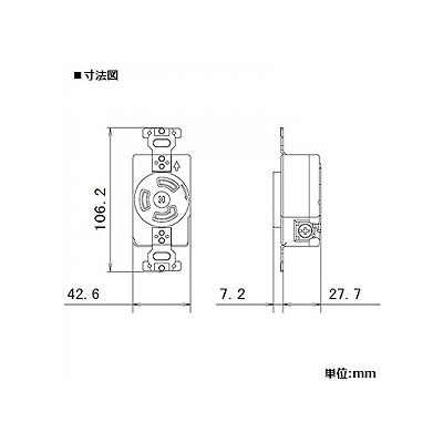 パナソニック 埋込引掛3Pコンセント 30A 250V ブラック  WF2331B 画像2