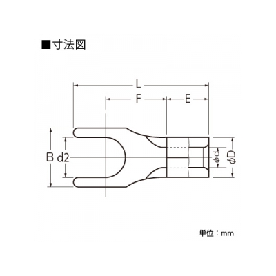 ニチフ 銅線用 裸圧着端子 (Y形 Eタイプ)先開形 100個入り  1.25Y-4NE 画像2