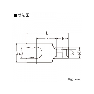 ニチフ 銅線用 裸圧着端子 (Y形 LYタイプ)先開形 100個入り  1.25LY-3.5S 画像2