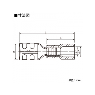 ニチフ 差込形接続端子 187シリーズ ポリ塩化ビニル製 100個入 赤色  TMEDV480509-F03-RED 画像2