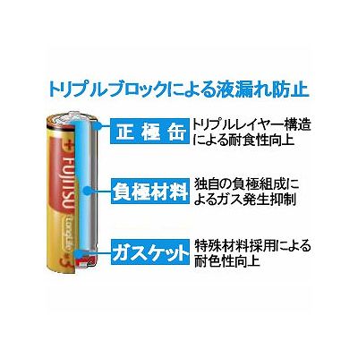 富士通 アルカリ乾電池 ロングライフタイプ 単4形 10個パック 多包装パック  LR03FL(10S) 画像2