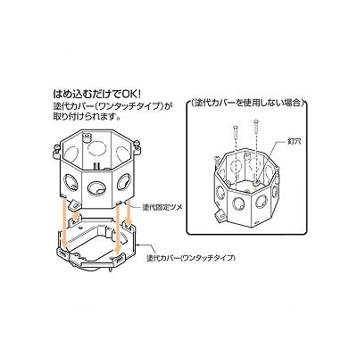 未来工業 八角コンクリートボックス 塗代カバー付 小判型  8CB-82NK 画像2