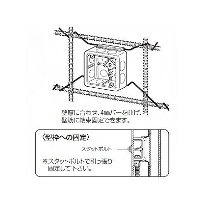 未来工業 埋込四角アウトレットボックス 中形四角浅型 断熱カバー・4mmバー付  CDO-4ADB 画像4