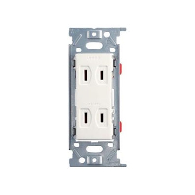 スガツネ工業 埋込ダブルコンセント AC125V 15A ピュアホワイト PXP-J-JECBN55-PW
