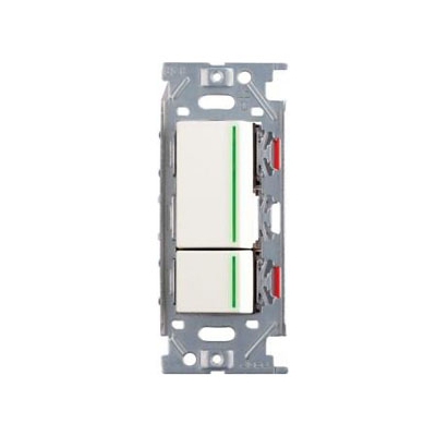 スガツネ工業 ガイドランプ付埋込ダブルスイッチ AC125V 15A ピュアホワイト PXP-J-NKW02009-PW