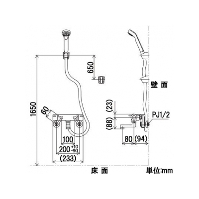 KVK(ケーブイケー) サーモスタット式シャワー 洗い場専用水栓 80mmパイプ付 《KF800Tフルメタルシリーズ》  KF800TN 画像5