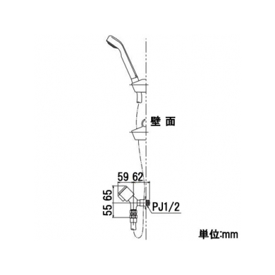 KVK(ケーブイケー) ハンドシャワー付水栓 シャワー専用タイプ 固定こま仕様 逆止弁付  K117YF 画像3