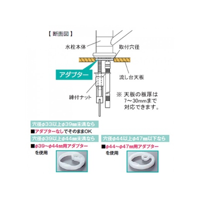 KVK(ケーブイケー) 取付穴兼用型・流し台用シングルレバー式混合栓 分岐止水栓・緊急止水弁付 泡沫吐水 《KM5011UTシリーズ》  KM5011UTTU 画像2