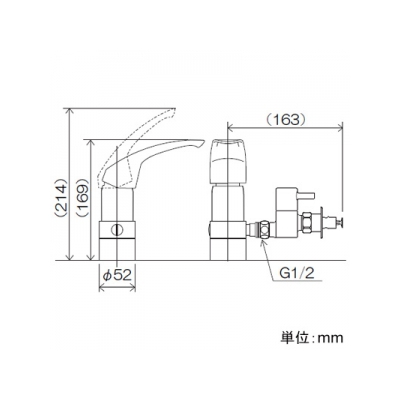 KVK(ケーブイケー) 流し台用シングルレバー式混合栓用分岐金具 KVK専用 逆止弁・緊急止水機能付  ZK346TU 画像3