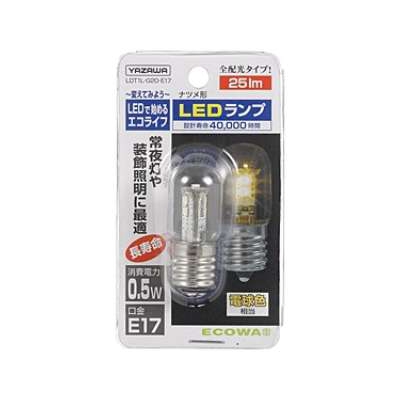 YAZAWA公式卸サイト】ナツメ形LEDランプ電球色E17クリア LDT1LG20E17 