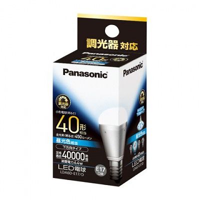 パナソニック LED電球6.4W昼光色調光器対応 LDA6DE17D