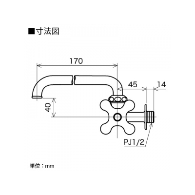 KVK(ケーブイケー) 横形自在水栓 普通こま仕様 レトロピアンハンドル付  K10C 画像2