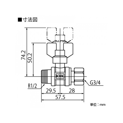 KVK(ケーブイケー) 耐熱ボールバルブ 逆止弁無 R1/2おねじ×G3/4ナット 《耐熱ボールバルブシリーズ》  K254 画像2