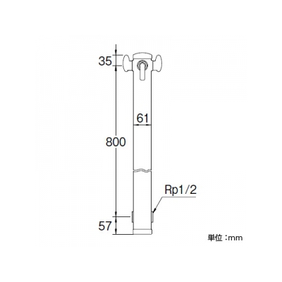 三栄水栓製作所 ツーバルブ混合栓柱 ガーデニング用 全長:900mm  K9561 画像2