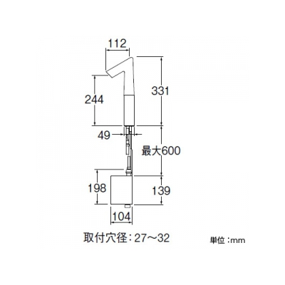 三栄水栓製作所 自動横水栓(発電仕様) 節水水栓 洗面所用 吐水口高さ:244mm  EY506HE-2T-13 画像2