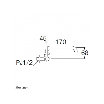 三栄水栓製作所 厨房用横形自在水栓(左ハンドル)[共用形] 二条ネジ仕様 パイプ長さ:170mm  A2310L-13 画像2