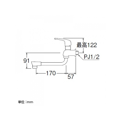 三栄水栓製作所 シングル自在水栓 節水水栓 パイプ下向きタイプ パイプ長さ:170mm  A1071-13 画像3