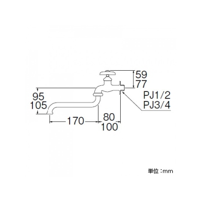 三栄水栓製作所 自在水栓 パイプ長さ:170mm 呼び:13  A10J-13 画像2