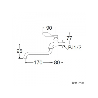 三栄水栓製作所 節水レバー自在水栓 パイプ長さ:170mm レバー長さ:90mm  A130-13 画像2