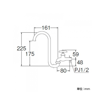 三栄水栓製作所 ツル首自在水栓 高さ:225mm パイプ長さ:161mm  A16J-13 画像2