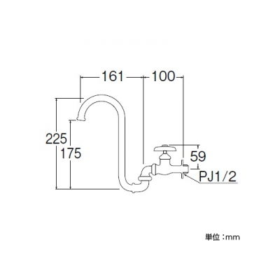 三栄水栓製作所 折込形自在水栓 高さ:225mm パイプ長さ:161mm  A121A-13 画像3