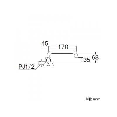 三栄水栓製作所 横形自在水栓(左ハンドル) パイプ長さ:170mm  A20LJ-13 画像3