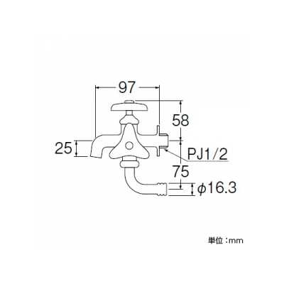 三栄水栓製作所 二口横水栓 呼び:13  F10A-13 画像2