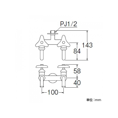 三栄水栓製作所 二口ホーム水栓 送り座金付 呼び:13 寒冷地用  JF13AK-13 画像3