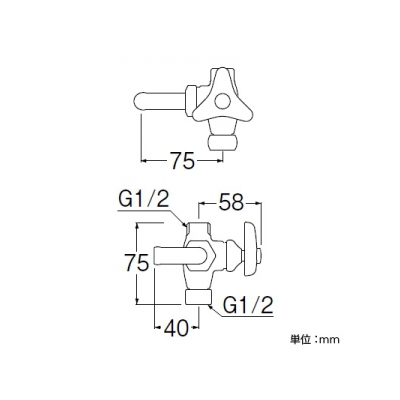 三栄水栓製作所 アングル分岐バルブ 呼び:13  B320-13 画像2