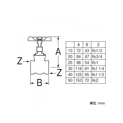 三栄水栓製作所 ゲートバルブ 呼び:50  JV35-50 画像2