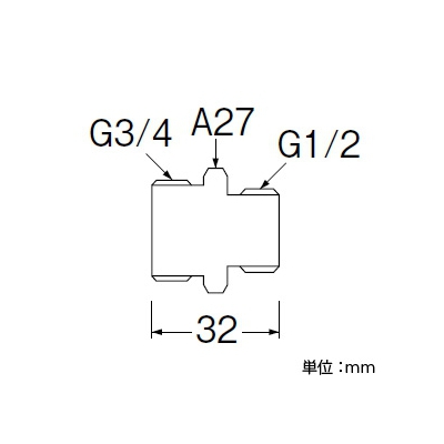 三栄水栓製作所 異径ニップル 呼び20(G3/4)×呼び13(G1/2) 黄銅製  T201G-20X13 画像2