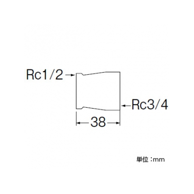 三栄水栓製作所 異径ソケット(クロム) 呼び20(Rc3/4)×呼び13(Rc1/2) 青銅製  JT741-1-20X13 画像2