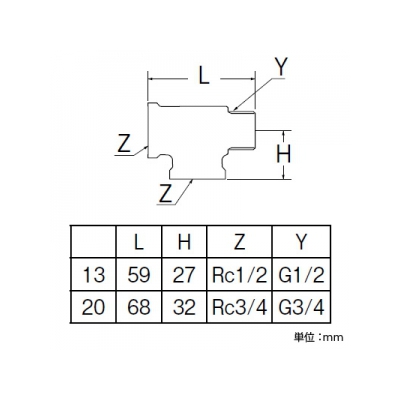 三栄水栓製作所 砲金メンオンチーズ 呼び13(Rc1/2)×13(Rc1/2)×13(G1/2) 青銅製  T772-2-13 画像2