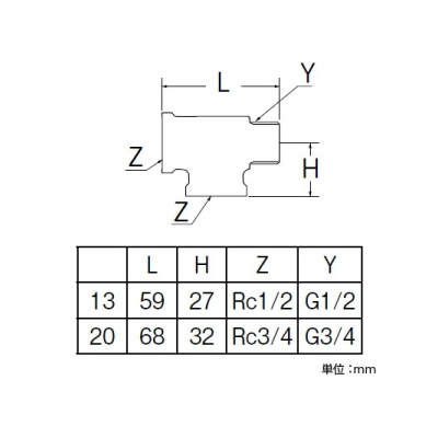 三栄水栓製作所 砲金メンオンチーズ 呼び13(Rc1/2)×13(Rc1/2)×13(G1/2) 青銅製  T772-2-13 画像2