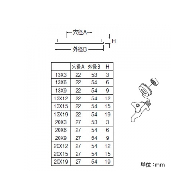 三栄水栓製作所 給水座金 呼び13(1/2)×高さ3 (穴径22mm、外径53mm) ステンレス製  R50-13X3 画像2