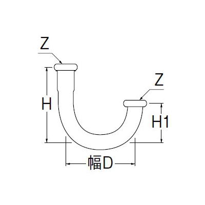 三栄水栓製作所 幅広U管 洗面所用 金属製SトラップおよびPトラップ用 パイプ径:25mm 幅:100mm  H70-670-25X100 画像2