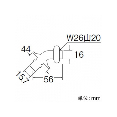 三栄水栓製作所 洗濯機用L型ニップル ネジサイズ:W26山20  PY12J-85X-16 画像2