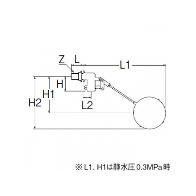 三栄水栓製作所 横形ボールタップ トイレ用品 ポリ玉直径:115mm 呼び:20  V44J-20 画像2