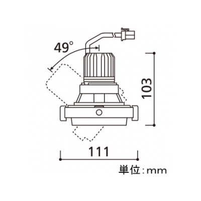 オーデリック LEDマルチユニバーサル M形 JR12V-50Wクラス 高彩色・高効率タイプ ナロー配光 連続調光 本体色:ブラック 電球色タイプ 2700K  XS413308H 画像2