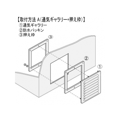 篠原電機 通気ギャラリー+押え枠 IP21 屋内推奨 鋼板製  G2-15-SET-A 画像2