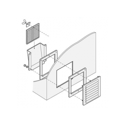 篠原電機 通気ギャラリー+押え枠+吹込防止カバー+防虫網 IP32 屋外使用可 鋼板・ステンレス製  G1-15S-SET-E