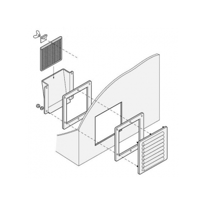 篠原電機 通気ギャラリー+押え枠+吹込防止カバー+防塵フィルター IP32 屋外使用可 鋼板製  G2-15-SET-F