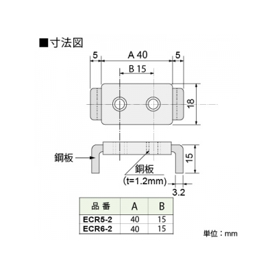 篠原電機 アース端子 ECR型 鋼板製 M5ネジ 2穴  ECR5-2 画像2