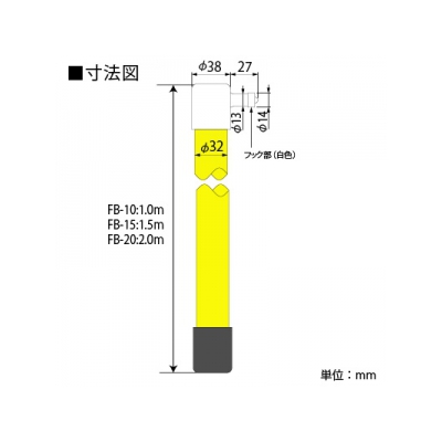 篠原電機 ジスコン・フック棒 断路器操作用フック棒 FB型 プラスチック製 φ32×1500(mm) 適用電圧20kV  FB-15 画像3