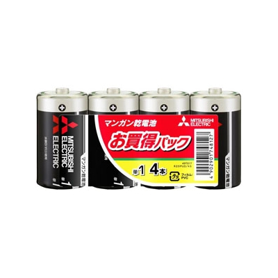 三菱 マンガン乾電池(黒) 単1形 4本パック  R20PUD/4S